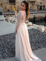 Long Sleeves Women Luxury Beading Evening Dresses Long Prom Gown Vestido De Festa