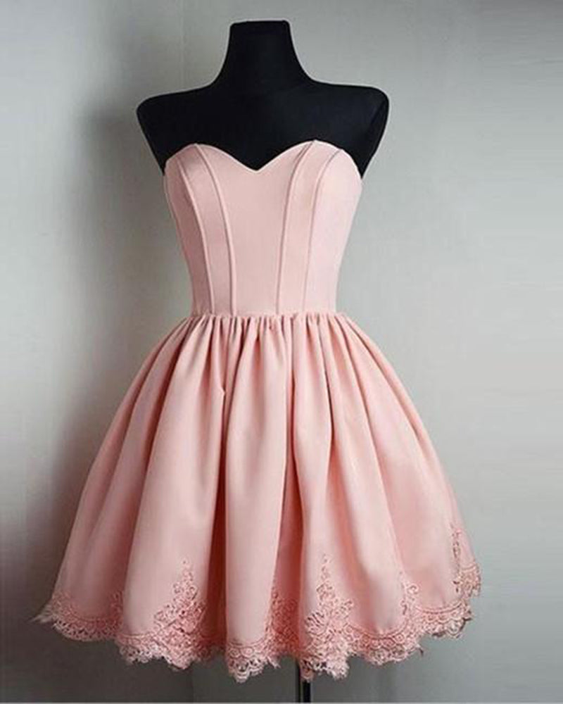 Sweetheart Pink Short Homecoming Dresses Short Party Prom Gowns Vestido De Festa Curto