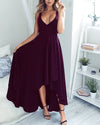 Sexy Deep V Neck Prom Dress High Low Tea Length Long Party Gown With Straps