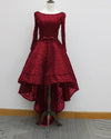 Black High Low Luxury Beading Prom Party Gown Evening Dresses with Long Sleeves