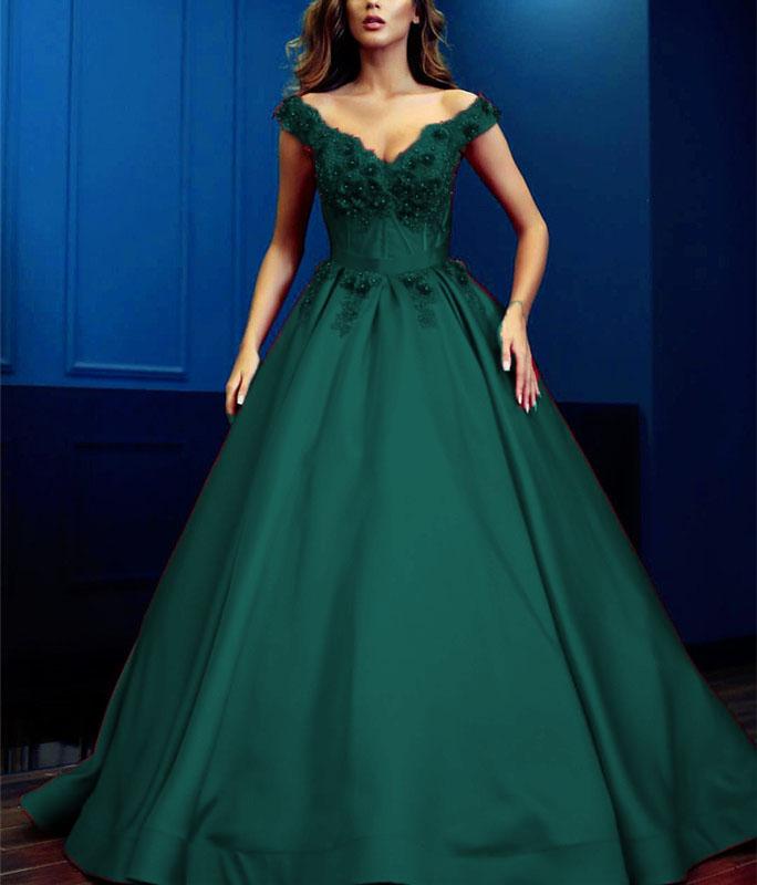 Elegant New Lace Flowers A Line Prom Dresses Vestido De Women Evening Formal Gown 2019