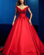 Elegant New Lace Flowers A Line Prom Dresses Vestido De Women Evening Formal Gown 2019