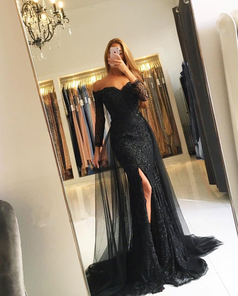 Sheer Lace wine Jersey long sleeve Sexy Cutout Mermaid Prom Dress