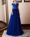 A Line Lace and Tulle Prom Dress Girls Senior Graduation Long Gown