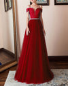 A Line Lace and Tulle Prom Dress Girls Senior Graduation Long Gown