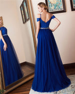A Line Lace and Tulle Prom Dress Girls Senior Graduation Long Gown