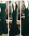 Elegant Long Backless Mermaid Fitted Black Formal Evening Dress with Sweep Train PL1101