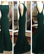 Elegant Long Backless Mermaid Fitted Black Formal Evening Dress with Sweep Train PL1101