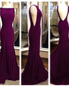 Wine Red Boat Neck Fitted Long Party Prom Dress PL1102