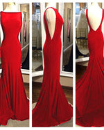 Elegant Long Backless Mermaid Fitted Black Formal Evening Dress with Sweep Train PL1101