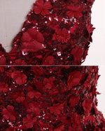 Dark Red Sequins Lace  Flowers Off the Shoulder Formal Gown Women Wedding Dresses