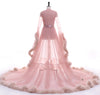 See through Robe Gown Robe De Soiree V Neck Feather Long Sleeve Tulle Party Evening Dresses
