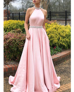 Classy Halter Pink  Long Girls Homecoming Dresses PL1100