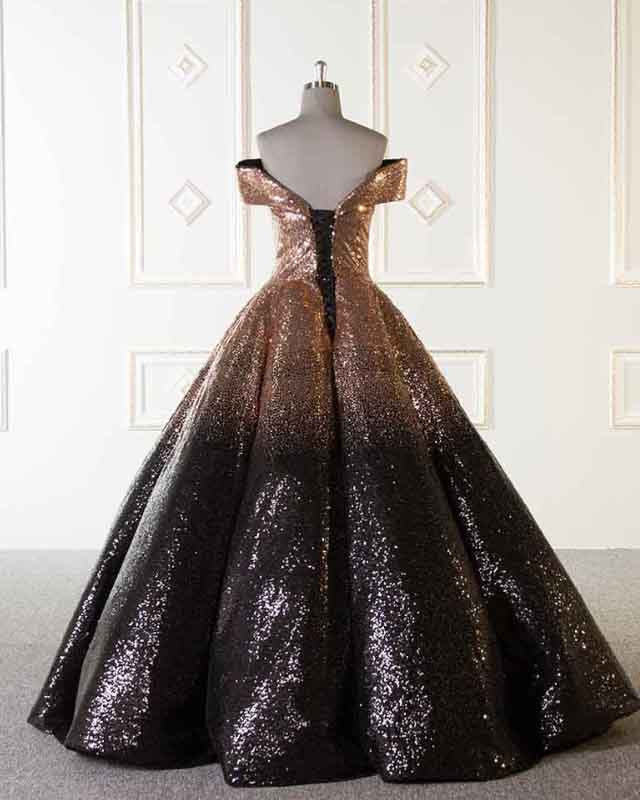 Luxury Sparkly Ball Gown Dresses Gold and Black Sequins Prom Evening D Siaoryne Luxury Sparkly Ball Gown Dresses Gold and Black Sequins Prom Evening D Siaoryne