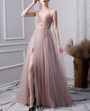PL1103 Fancy Sexy Tulle Slit Lace Beading Prom Dresses Long Gown Vestido De Festa 2022