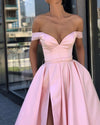 Lilac Slit A Line Satin Formal Evening Dress Prom Party Dresses 2019 PL124