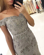 Grey Lace Beaded Mermaid Girls Pageant Dresses Long Formal Prom Gowns 2019 PL8785
