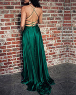 Royal Blue Prom Dresses  Halter Long Graduation Girls Party Gown with Split PL5587