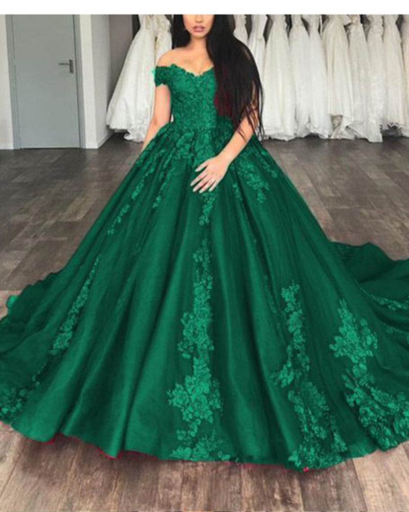 Royal Blue Ball gown Lace Wedding Dresses Prom Reception Party Gown 2019 WD6312