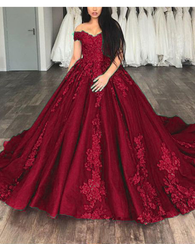 Royal Blue Ball gown Lace Wedding Dresses Prom Reception Party Gown 2019 WD6312