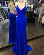 Spaghetti Straps Royal Blue /Red Fitted Long Party Dresses Evening Gown PL5536