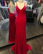 Spaghetti Straps Royal Blue /Red Fitted Long Party Dresses Evening Gown PL5536