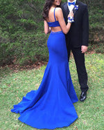 Boat Neck Royal Blue Mermaid Fitted women Party Dresses Long Formal gown PL512