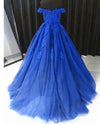 Royal Blue Ball Gown Debutante Gown Girls Lace Prom Dresses PL3392