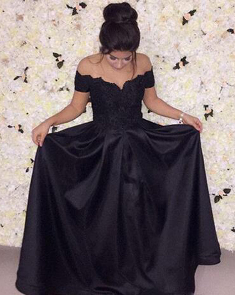 Cheap Black party Prom Dress 2022 Vestido De Festa off the shoulder Gown PL214
