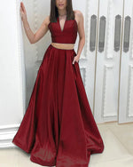 Halter Sexy royal Blue Crop Top Senior Prom Dress Girls Graduation Gown  Skirt Long