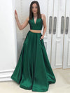 Halter Sexy royal Blue Crop Top Senior Prom Dress Girls Graduation Gown  Skirt Long