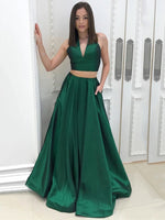 Halter Sexy royal Blue Crop Top Senior Prom Dress Girls Graduation Gown  Skirt Long