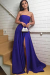Women Elegant Strapless Evening Long Dresses 2019 with Slit Burgundy /Blue PL6500