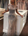 Champagne Long Mermaid Prom Dresses with Full Beading vestido de fiesta PL5476