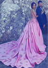 Pink Lace Girls Women Dresses Women Engagement Formal Dress PL653