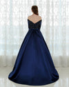 Navy Blue Long Sleeves Ball Gown Prom Dresses with Lace Beading PL556