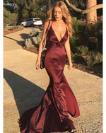Sexy V Neck Halter Mermaid Evening Dresses  Long Formal Women Party Gown