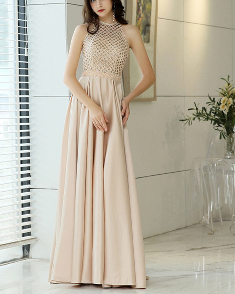 Champagne Beading Girls Prom Dresses Long Formal Gown PL664 – Siaoryne