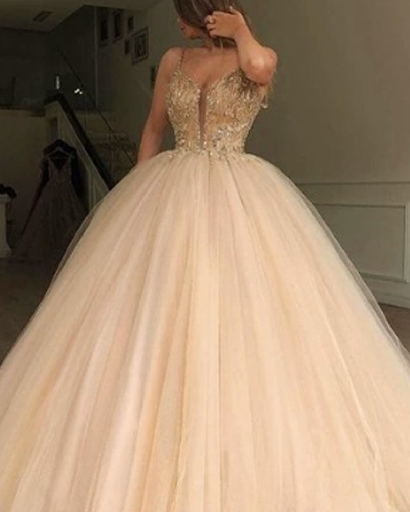 Siaoryne 2020 New Champagne Ball Gown Women  Gala Dresses with Straps PL660