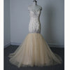 Sparkle Champagne Diamond Crystal Prom Dress Sweetheart Tulle Mermaid Women Formal Evening Gown LP4465