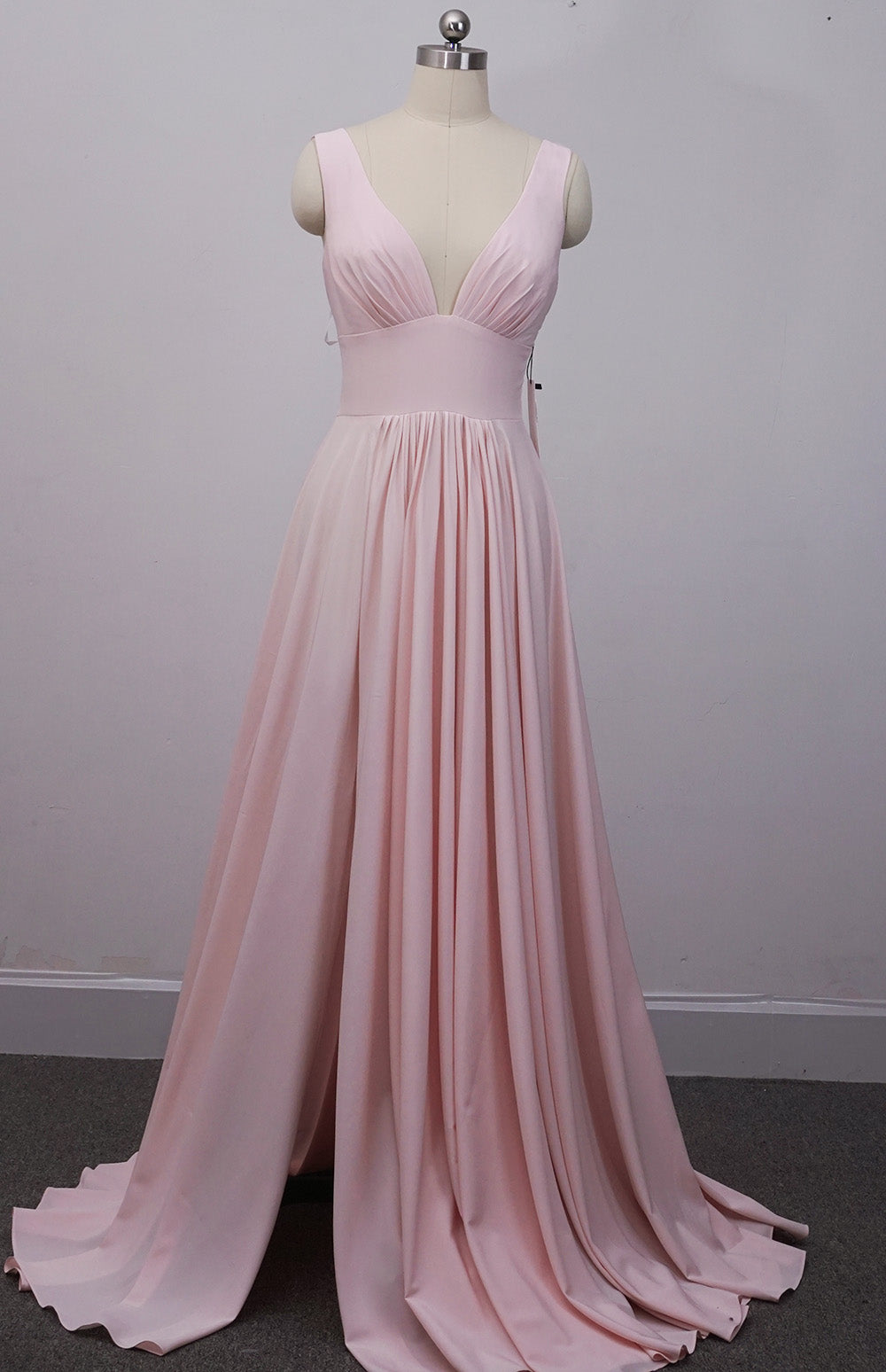 champagne v neck long bridesmaid dress evening party gown
