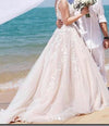 Romantic Nude /Ivory Lace  Wedding Dresses ,Short Train Robe Mariage Gown WD10115