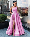 PL5665 asymmetric Neckline High Slit Women Formal Evening Dresses Long Prom 2020 Gown