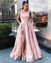 PL5665 asymmetric Neckline High Slit Women Formal Evening Dresses Long Prom 2020 Gown