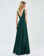 Elegant V Neck Teal Green Long Slit Wedding party Bridesmaid Dresses for Women PL10412