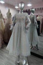 Grey Rhinestones Beaded Teal Length Prom Dresses ,Long Evening Formal Dress PL10430