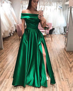 Off the Shoulder Hunter Green Prom Dress ,Long Evening Party Formal Gowns PL08052
