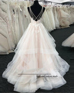 New Style Gorgeouse V Neck Ivory/Blush Women Ball Gown Wedding Bridal Dresses with lace WD0917