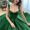Emerald Green Satin A Line High Slit Prom Dress with Buttons Vestido De Novias Longo 2022 PL10611