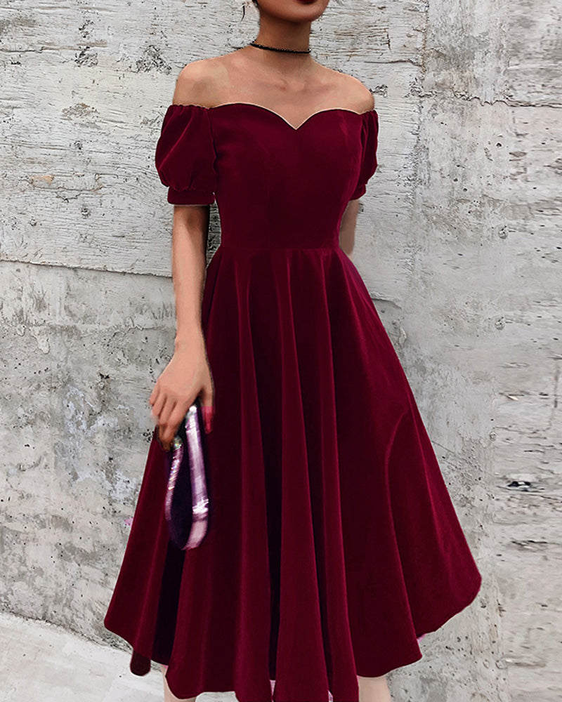 Velvet Burgundy Knee Length Short Party Prom Dress ,Bridesmaid Gown SP10102